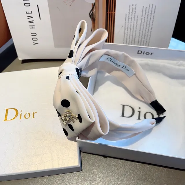 Dior काला भेज Bow-Front Polka Dot बीननी 6