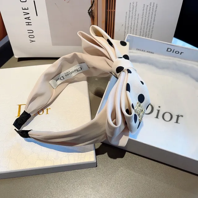 Dior काला भेज Bow-Front Polka Dot बीननी 7