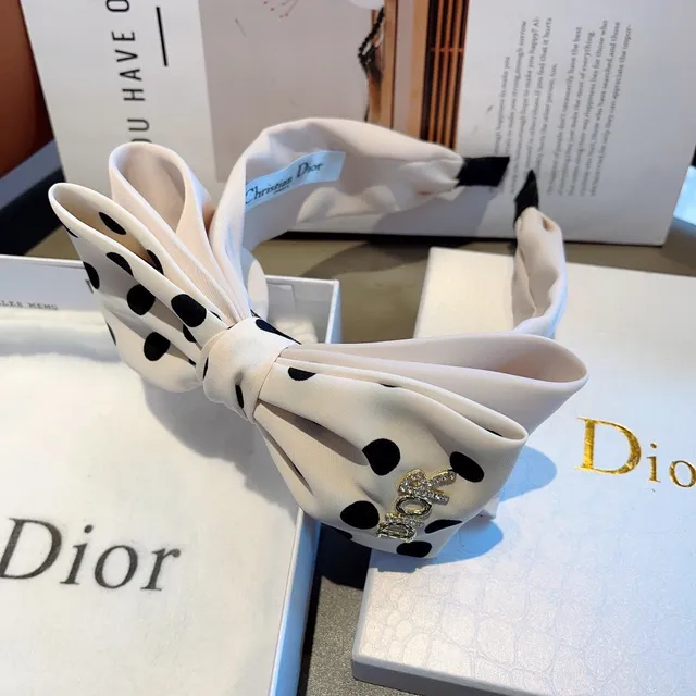 Dior काला भेज Bow-Front Polka Dot बीननी 9