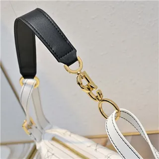 Dior Bolsa Preta Bege Monogrammada Lona Borda Couro Bolsa de Braço 5