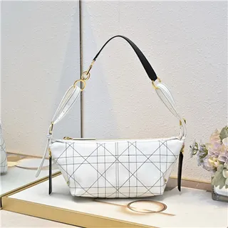 Dior Bolsa Preta Bege Monogrammada Lona Borda Couro Bolsa de Braço 10