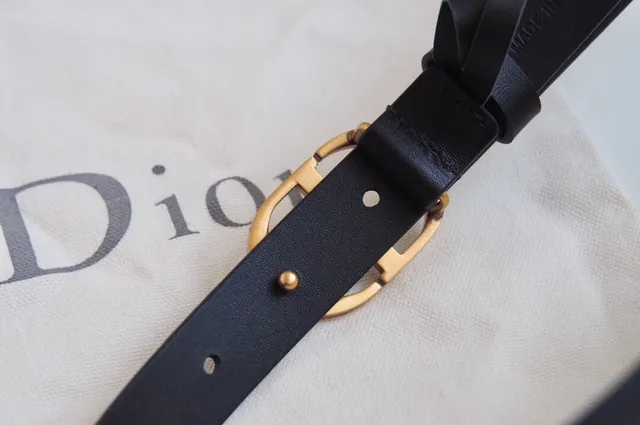 Dior Black Gold Slim CD Monogram Buckle Leather Belt 2