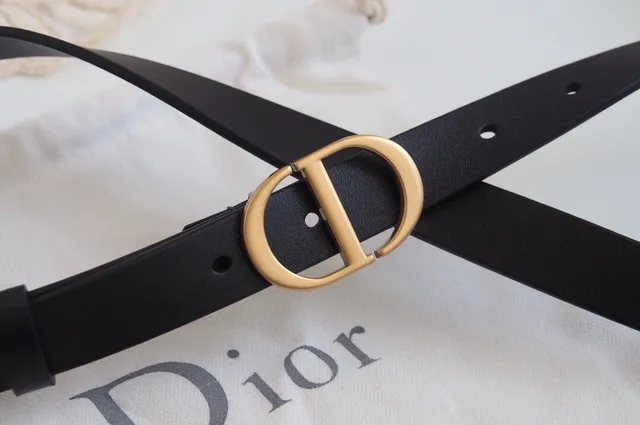Dior Black Gold Slim CD Monogram Buckle Leather Belt 3