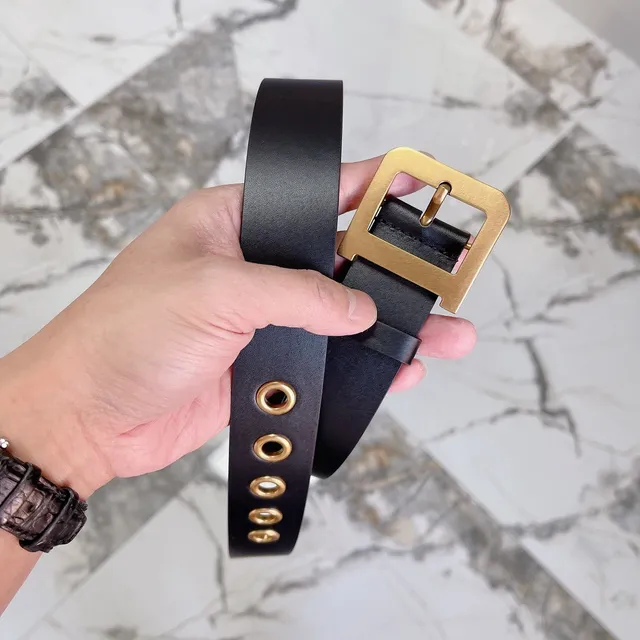 Dior Black Gold Smooth Square Buckle Leather Belt 2