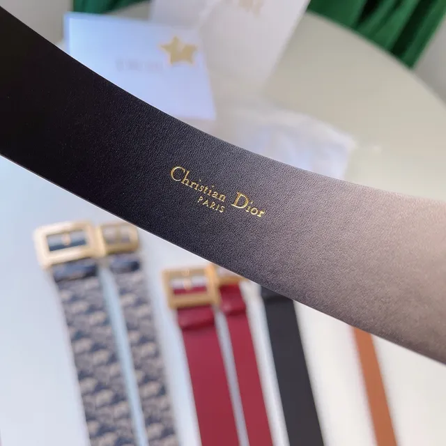 Dior Black Gold Smooth Square Buckle Leather Belt 5
