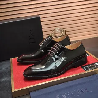 Dior Black Patent Leather Cap-Toe Oxford Shoes