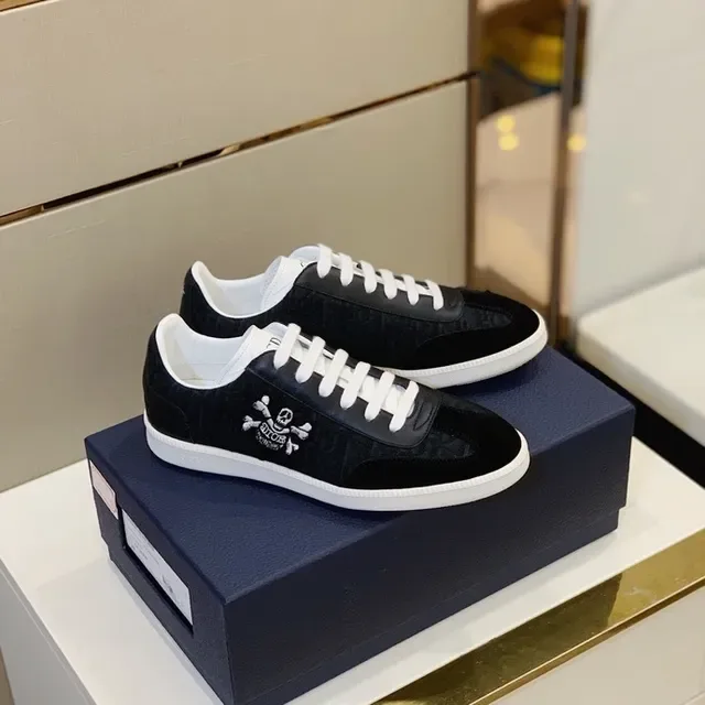 Dior Black White Monogram Jacquard Upper Embroidered Skull-and-Crossbones Motif Lifestyle Sneakers 7