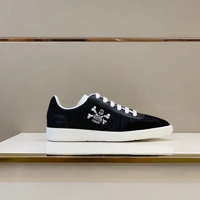 Dior Black White Monogram Jacquard Upper Embroidered Skull-and-Crossbones Motif Lifestyle Sneakers 9