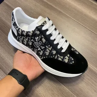 Dior Black White Oblique Jacquard Upper Suede Overlays Lifestyle Sneakers