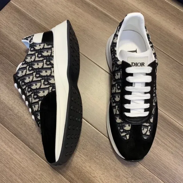 Dior Black White Oblique Jacquard Upper Suede Overlays Lifestyle Sneakers 2