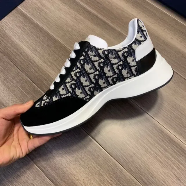 Dior Black White Oblique Jacquard Upper Suede Overlays Lifestyle Sneakers 4