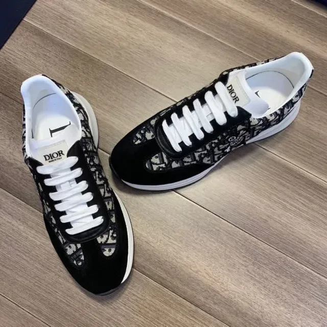 Dior Black White Oblique Jacquard Upper Suede Overlays Lifestyle Sneakers 6