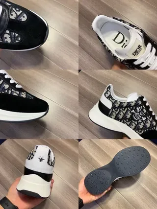 Dior Black White Oblique Jacquard Upper Suede Overlays Lifestyle Sneakers 8