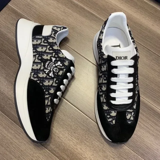 Dior Black White Oblique Jacquard Upper Suede Overlays Lifestyle Sneakers 9