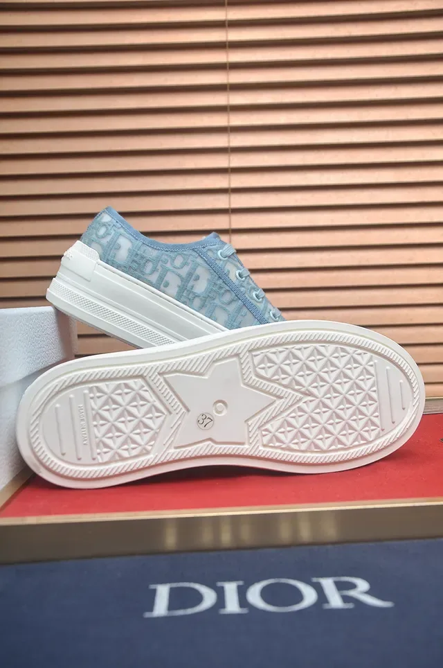 Dior Blue White Monogrammed Mesh Upper Thick Platform Sole Lifestyle Sneakers 3