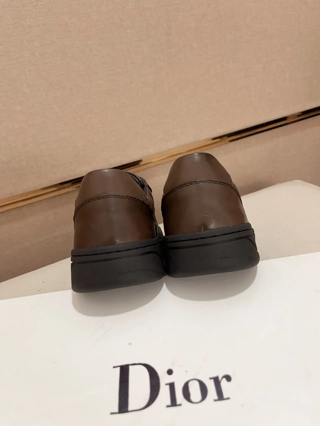 Dior Brown Black Monogrammed Leather Upper Tonal Lacing System Lifestyle Sneakers 3