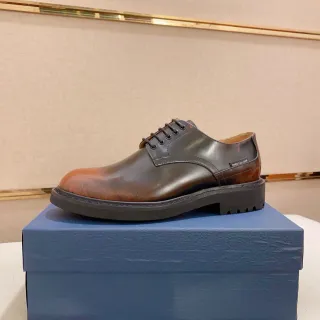 Dior Brown Black Two-Tone Burnished Leather Chunky Lug Sole Oxford Shoes