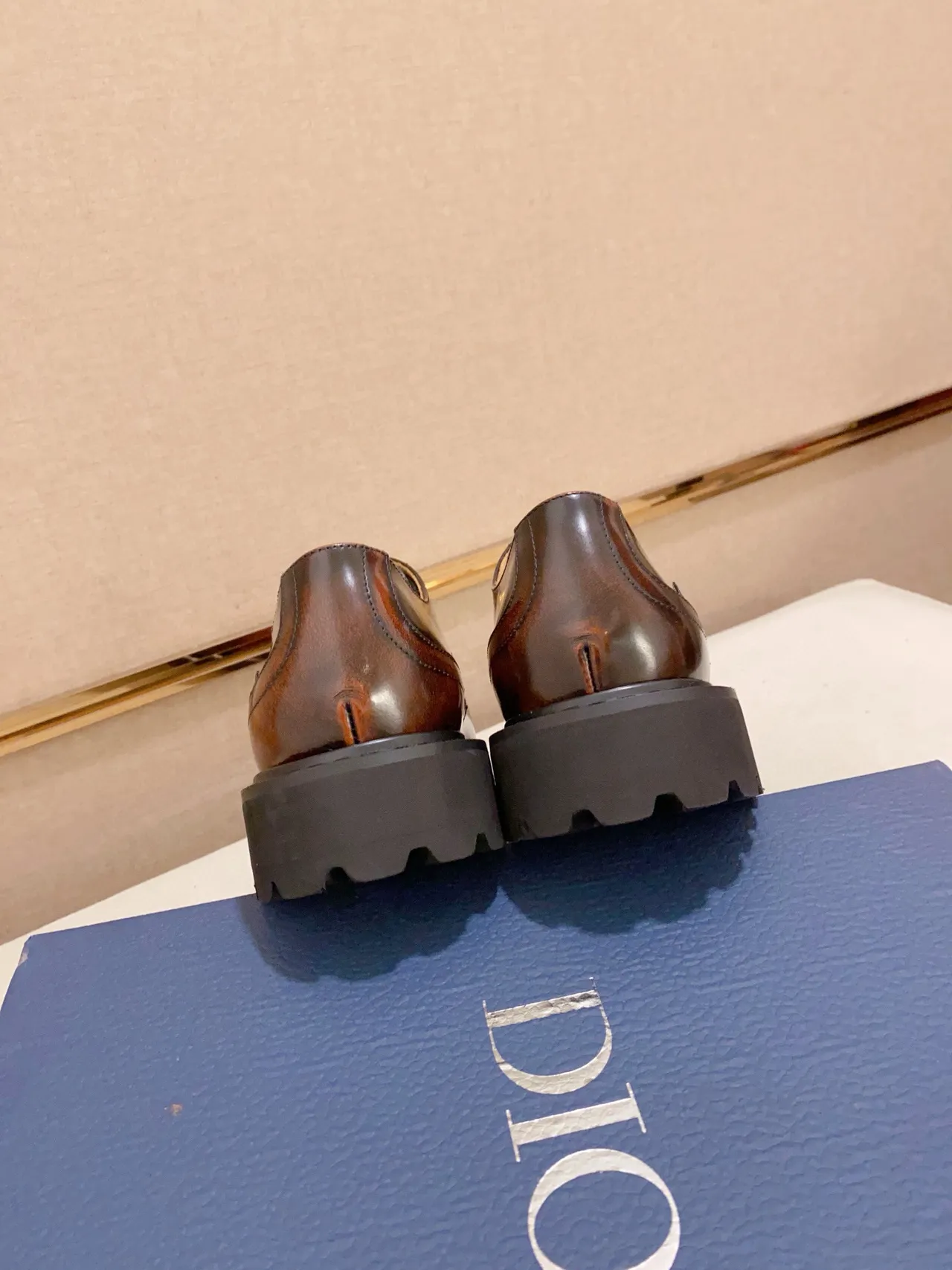 Dior Marron Noir Deux Tons Cuir Poli Sola Chunky Lug Oxford Chaussures 3