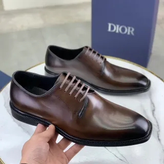 Dior Brown Polished Cap-Toe Oxford Shoes