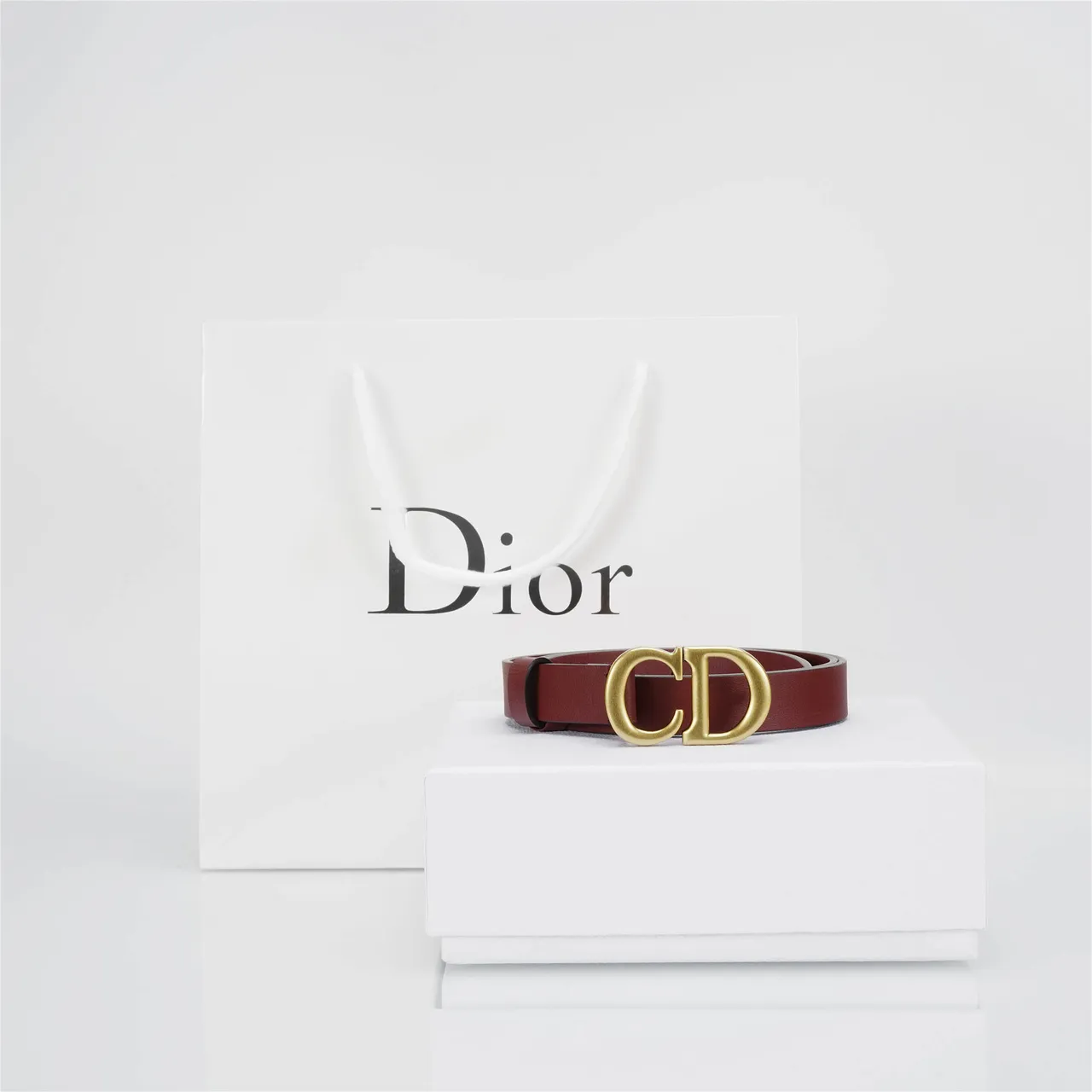 Dior CD Belt Burgundy Gold-Tone Leather Belt 4