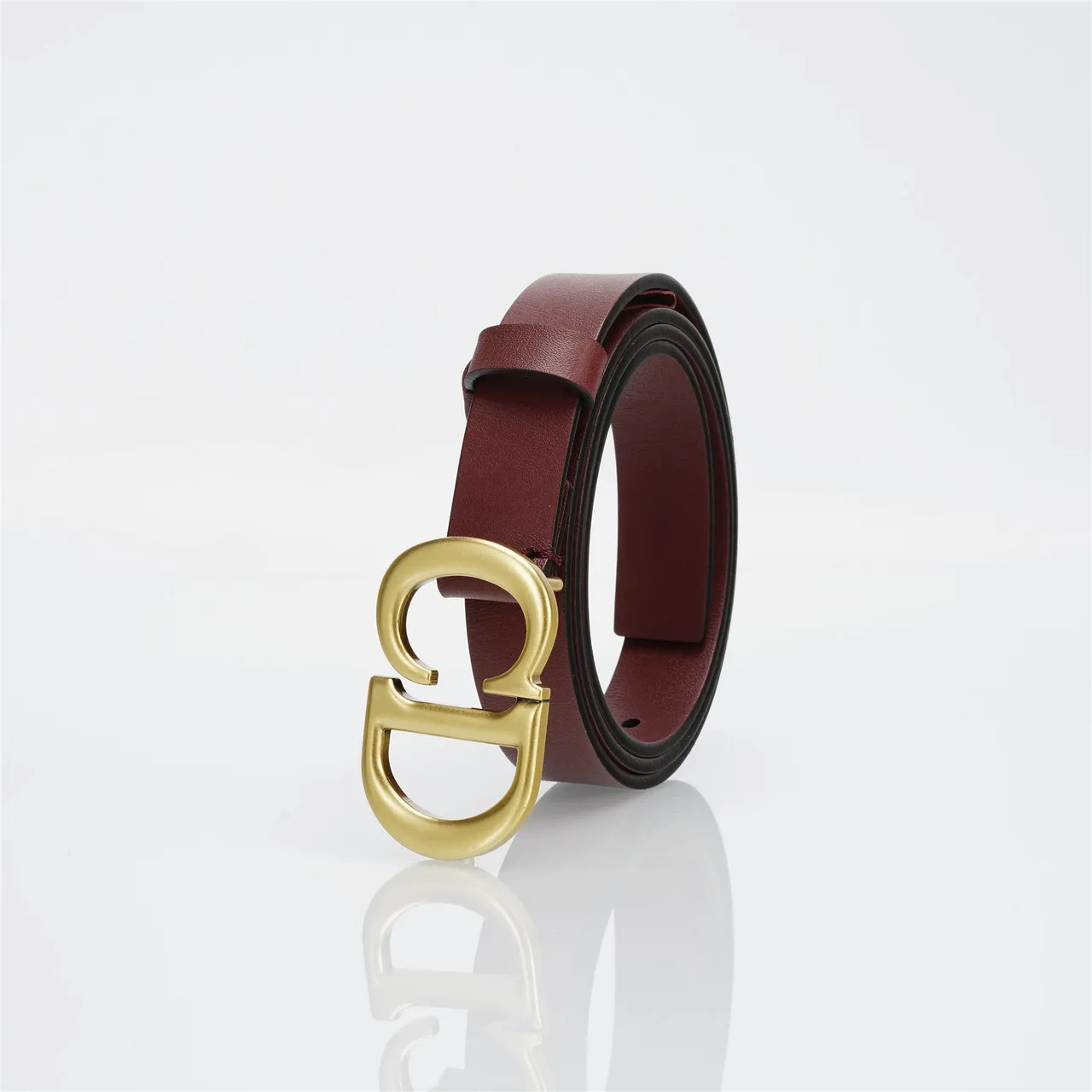 Dior CD Belt Burgundy Gold-Tone Leather Belt 6