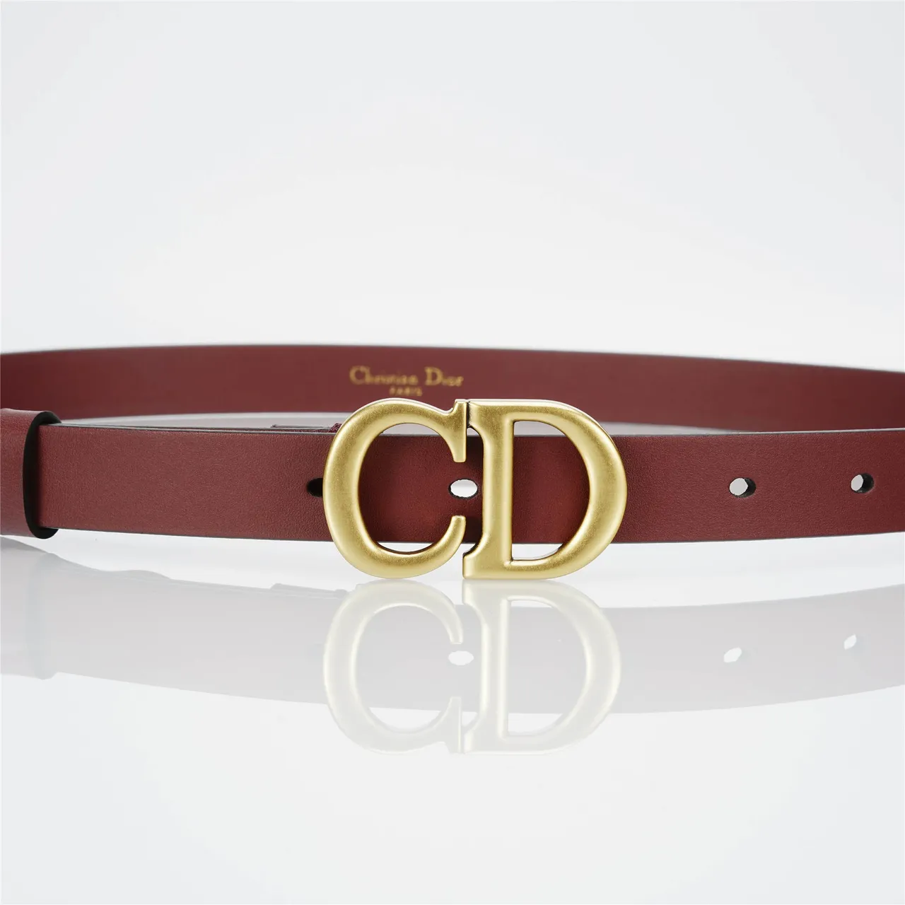 Dior CD Belt Burgundy Gold-Tone Leather Belt 8