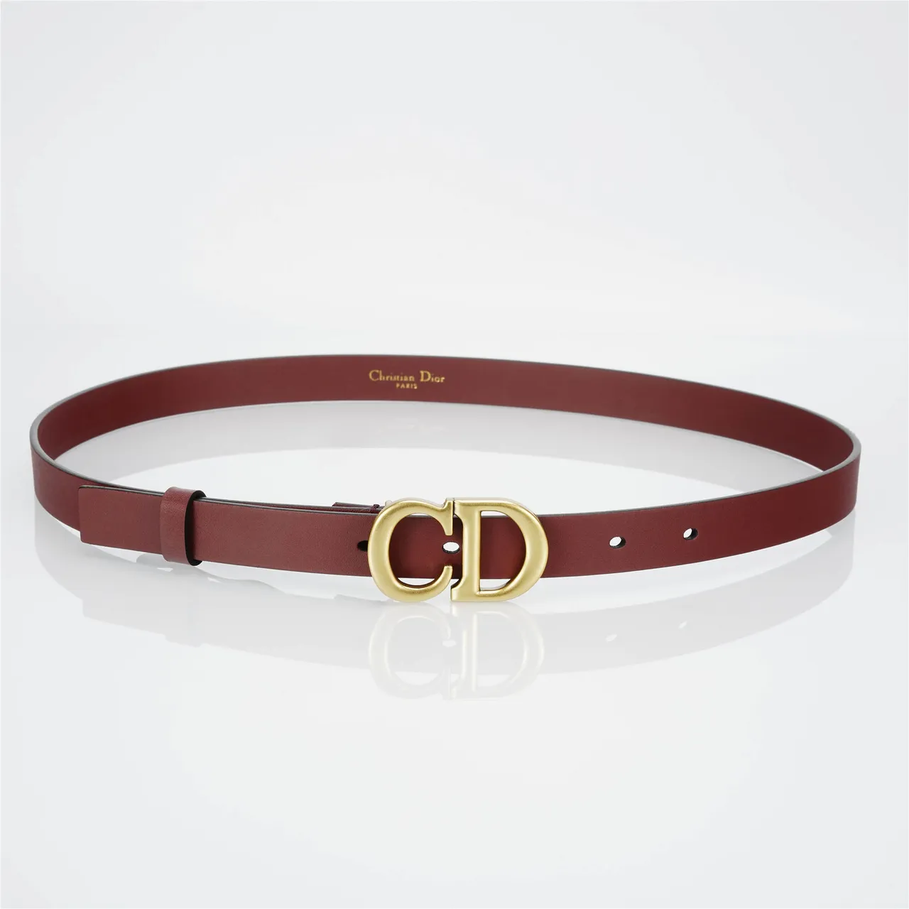 Dior CD Belt Burgundy Gold-Tone Leather Belt 9