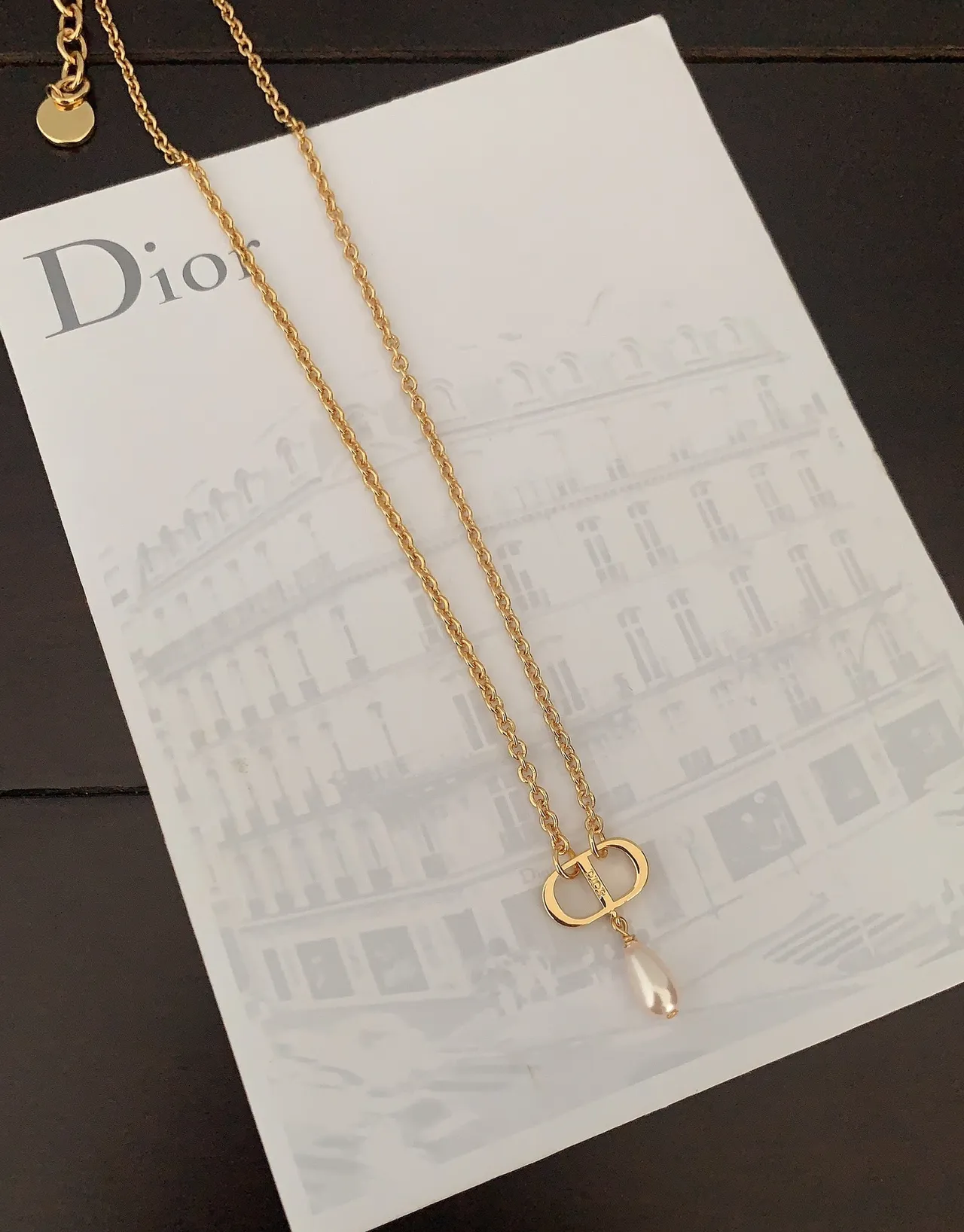Dior CD Logo Pearl Drop Necklace 2