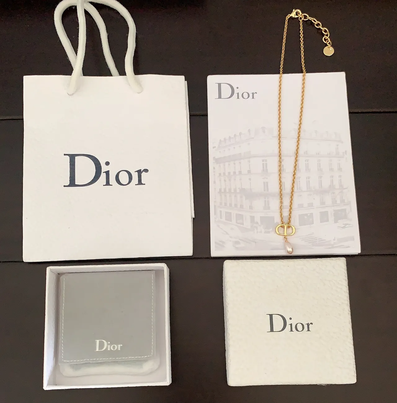 Dior CD Logo Pearl Drop Necklace 4