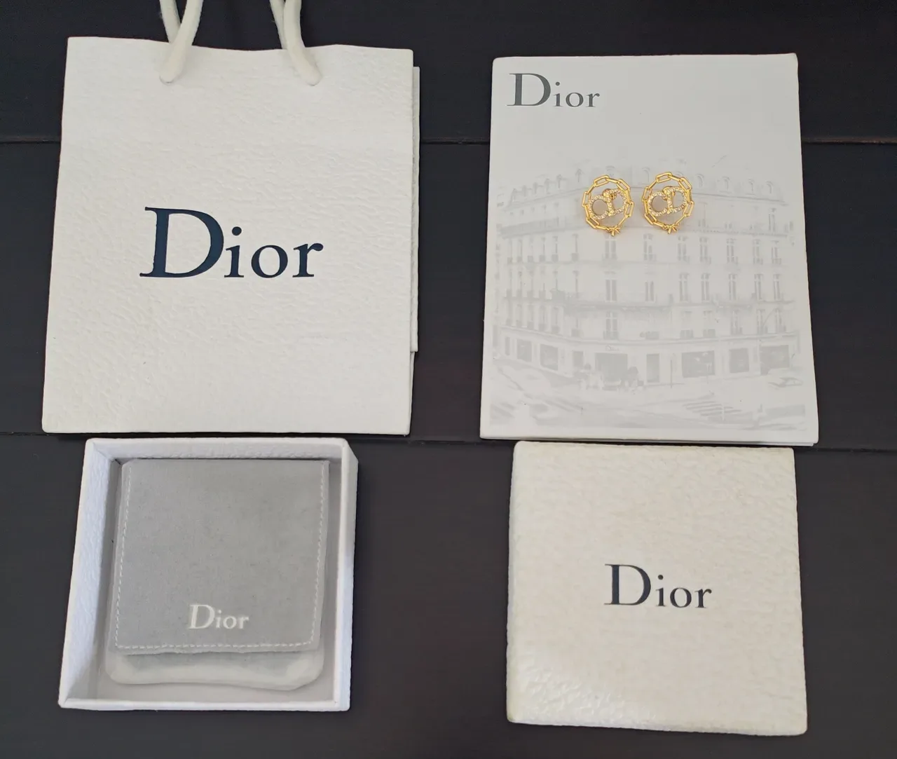 Dior Broches forme de trèfle ton doré mère de perle 3