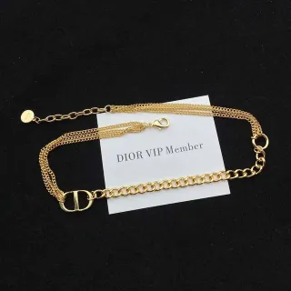 Dior Bracelet Chaîne Double Doré D-Logo