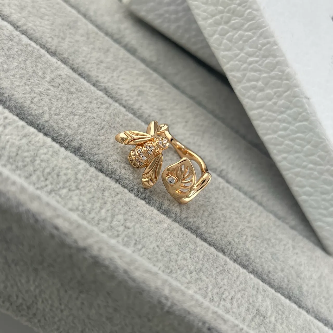 Dior Gold Silver Bee Motif Leaf Earrings 4