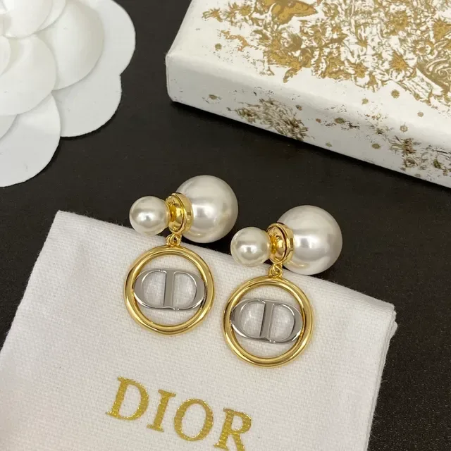 Dior Gold Silver Double-Chain Layered Logo Medallion Necklace 8