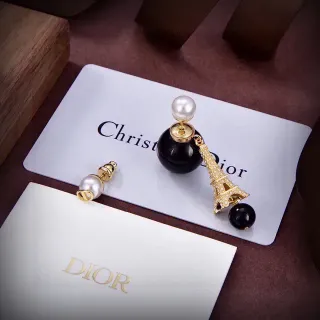 Dior La D de Dior Eiffel Tower perles et perles noires boucles d'oreilles