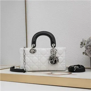 Dior Lady Dior White Quilted Top-Handle Tote Bag