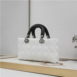 Dior Lady Dior White Quilted Top-Handle Tote Bag 6