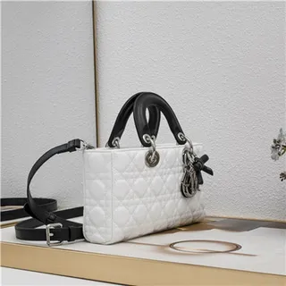 Dior Lady Dior White Quilted Top-Handle Tote Bag 8