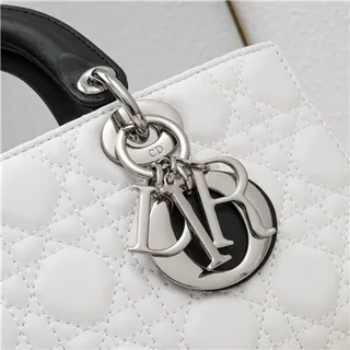 Dior Lady Dior White Quilted Top-Handle Tote Bag 9