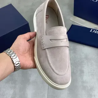 Dior लोफर भूरे-सफेद स्यूड Penny Strap