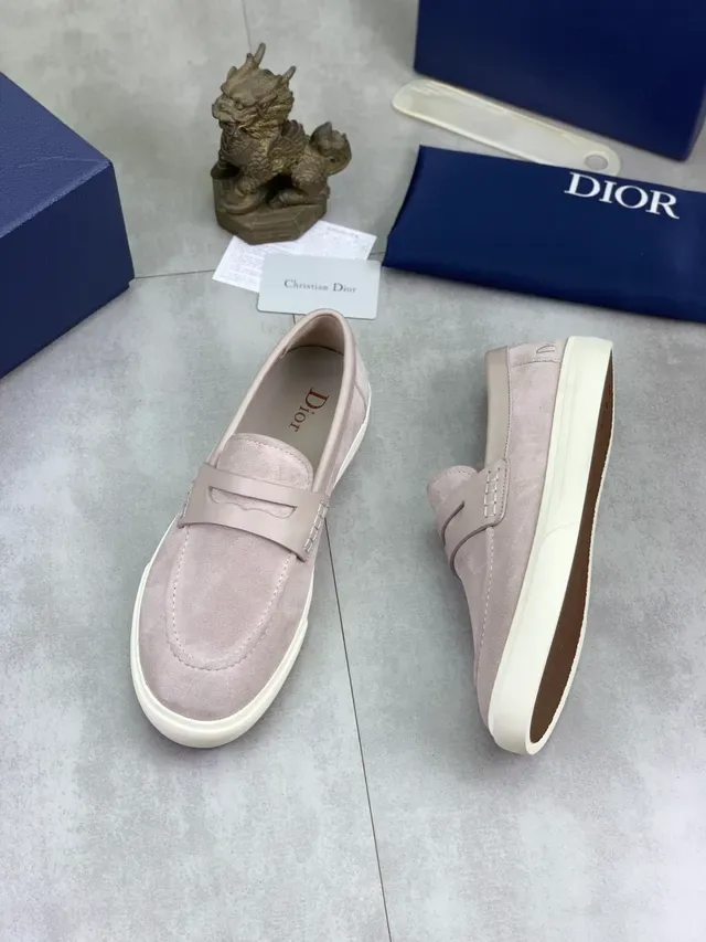 Dior Loafer Beige White Suede Upper Penny Strap Loafer 5