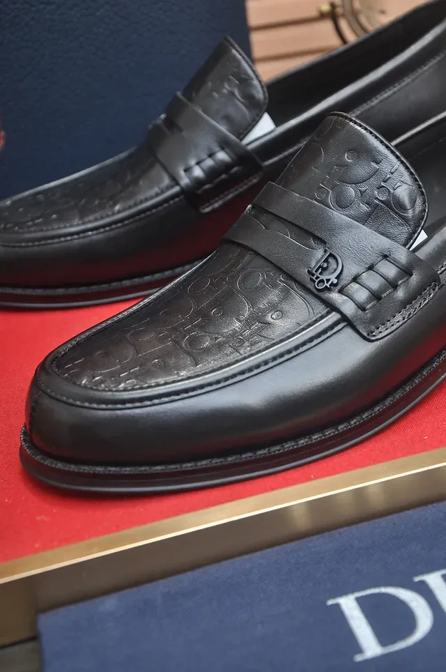 Dior Loafers Black Leather Embossed Oblique Penny Loafer 2
