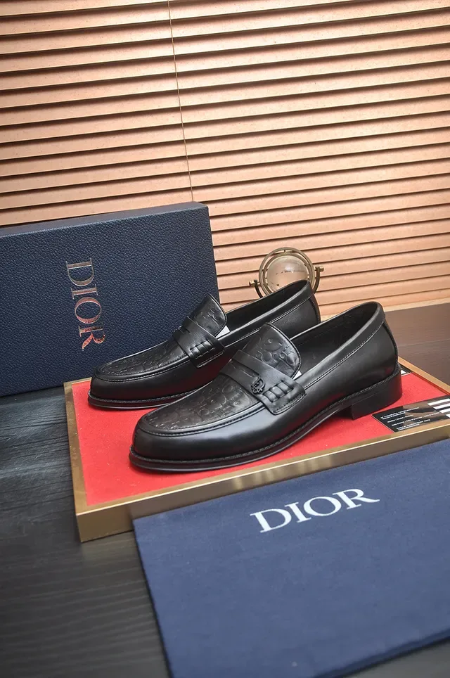 Dior Loafers Black Leather Embossed Oblique Penny Loafer 4
