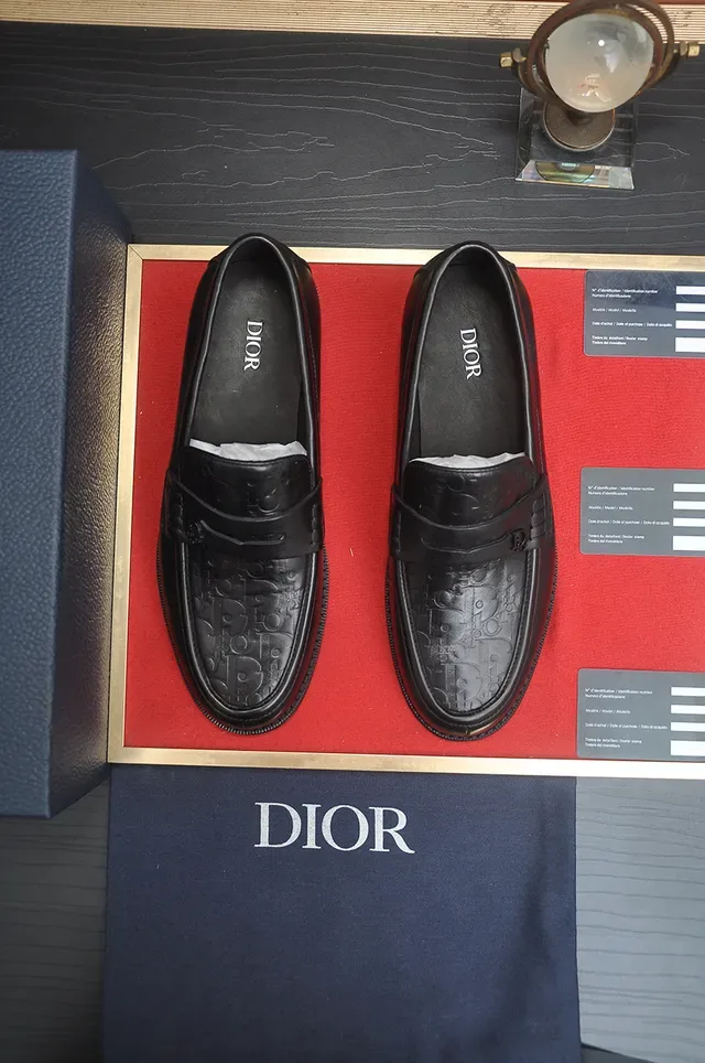 Dior Loafers Black Leather Embossed Oblique Penny Loafer 5