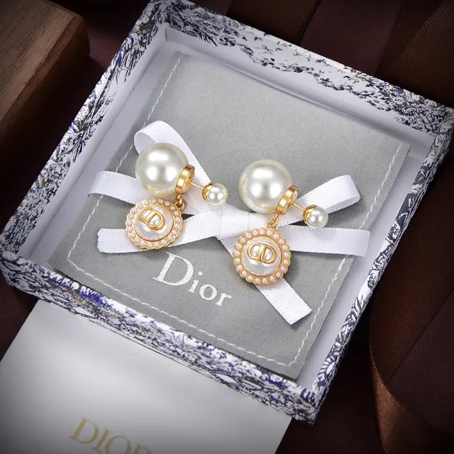 Dior Pink Gold Pearl-Back Post Enamel Disc Earrings 4
