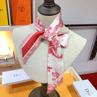 Dior 红白 Toile de Jouy 真丝围巾