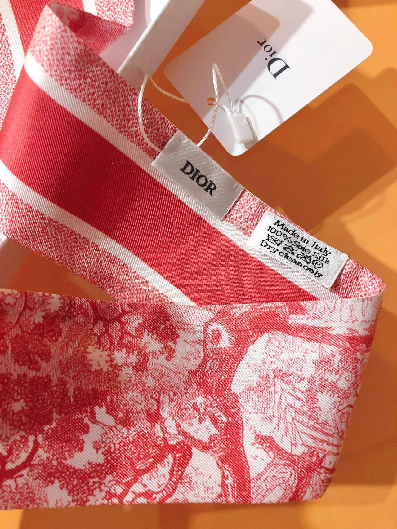 Dior Red and White Toile de Jouy Silk Scarf 7