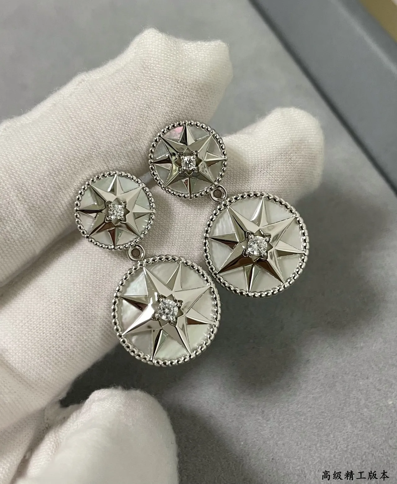 Dior Rose des Vents Double-Drop Star Motif Earrings 7