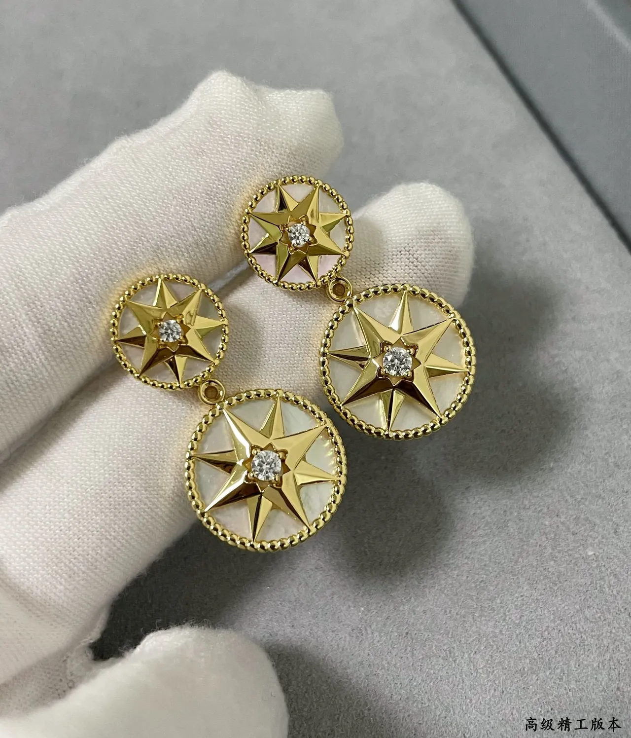 Dior Rose des Vents Double-Drop Star Motif Earrings 8