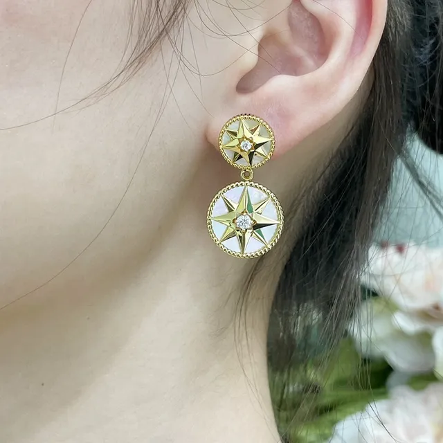 Dior Rose des Vents Double-Drop Star Motif Earrings 9