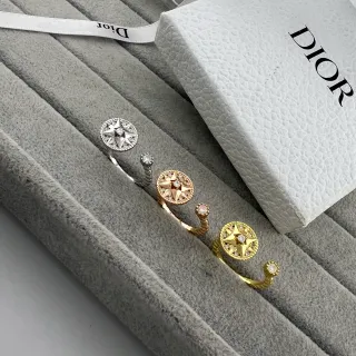 Dior Rose des Vents Gold Silver Open-Cuff Compass-Star Motif Ring